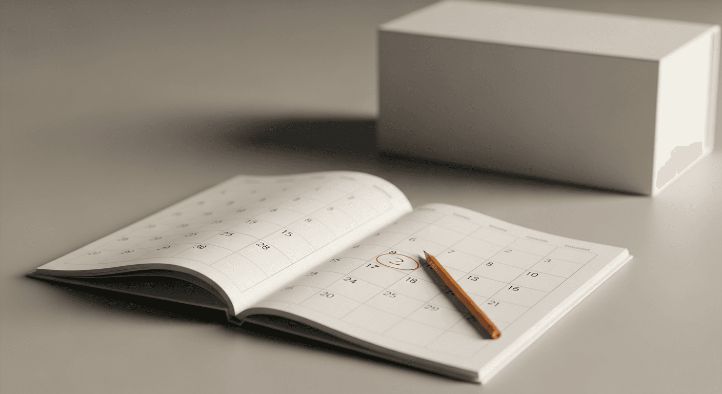 Calendrier de planification d'une location de box de stockage