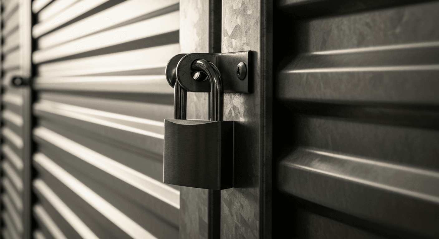 Cadenas sur porte de box de stockage en métal galvanisé